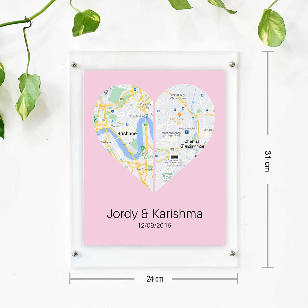 Personalised Two Halves 1 Heart Map Poster