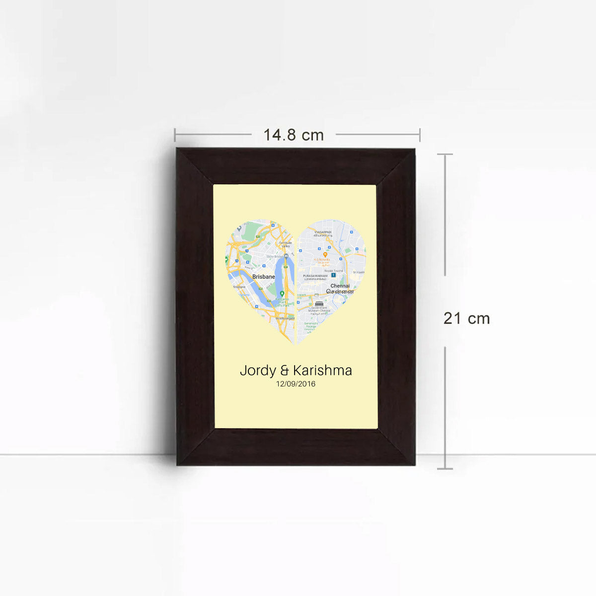 Personalised Two Halves 1 Heart Map Poster