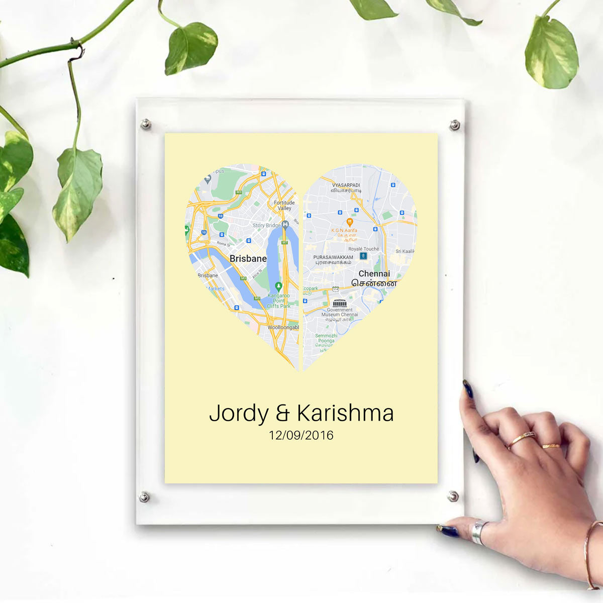 Personalised Two Halves 1 Heart Map Poster