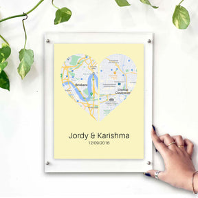 Personalised Two Halves 1 Heart Map Poster