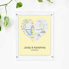 Personalised Two Halves 1 Heart Map Poster