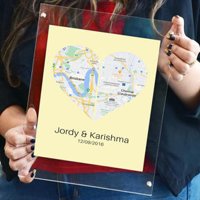Personalised Two Halves 1 Heart Map Poster