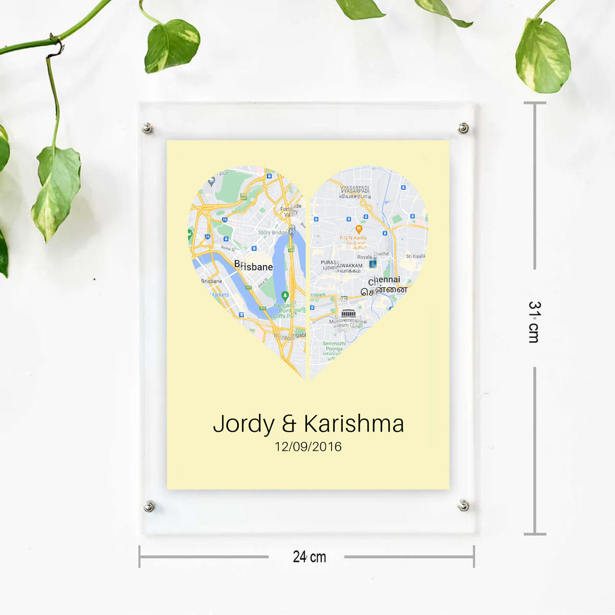 Personalised Two Halves 1 Heart Map Poster