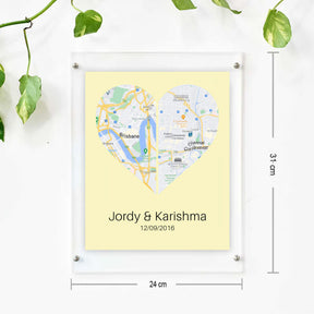 Personalised Two Halves 1 Heart Map Poster