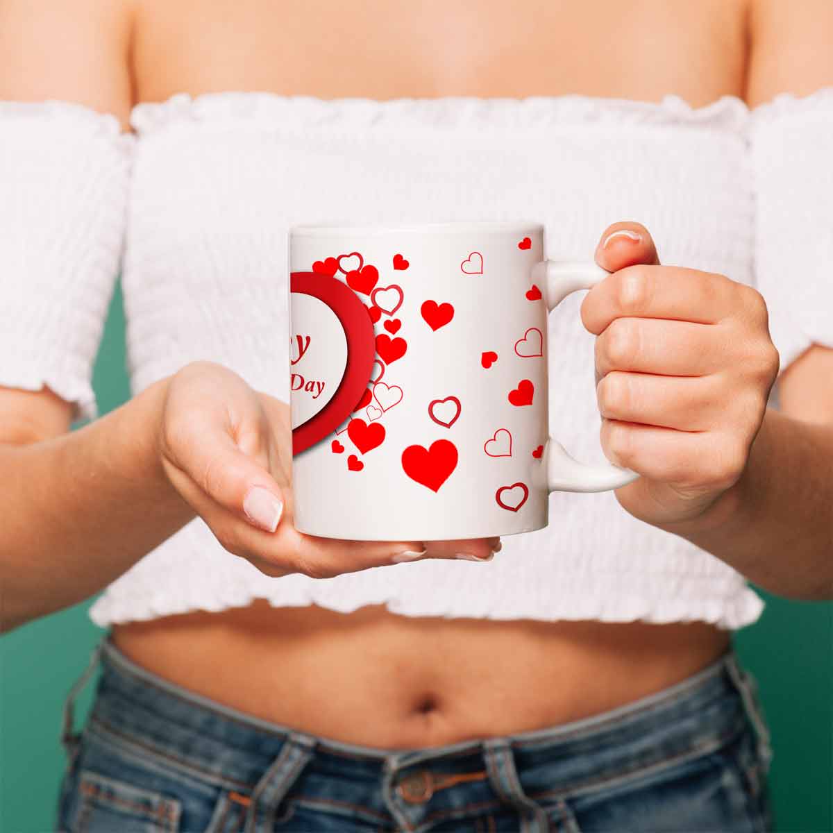 Personalised Couple Heart Valentine Mugs - Set Of 2