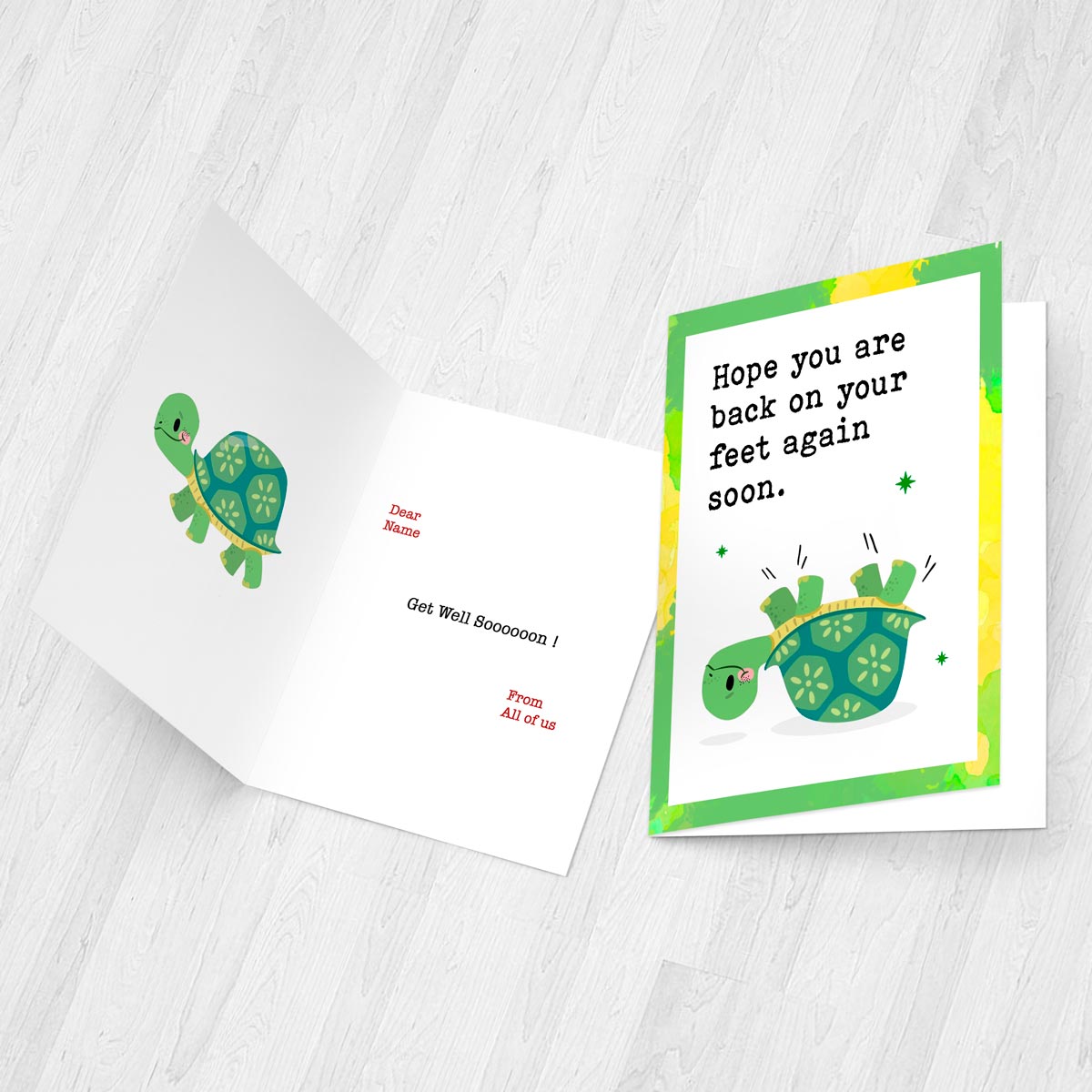 Personalised Hope You are Back on Feet Again Card