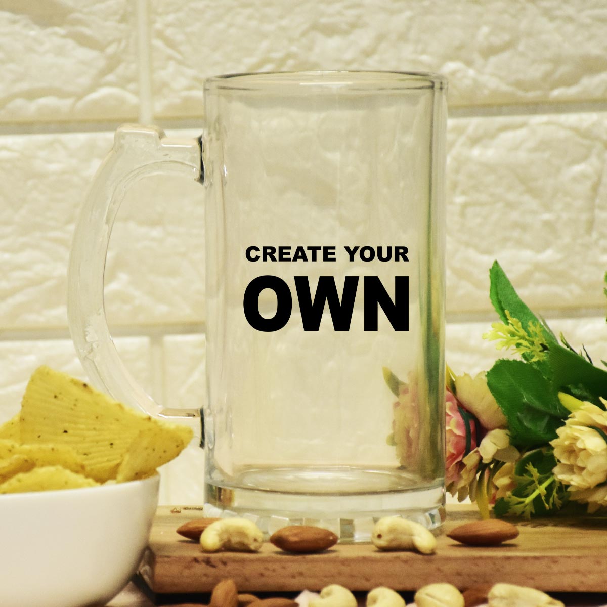 Create Your Own Personalised Transparent Beer Mug 600ml - Beer Lover Gift