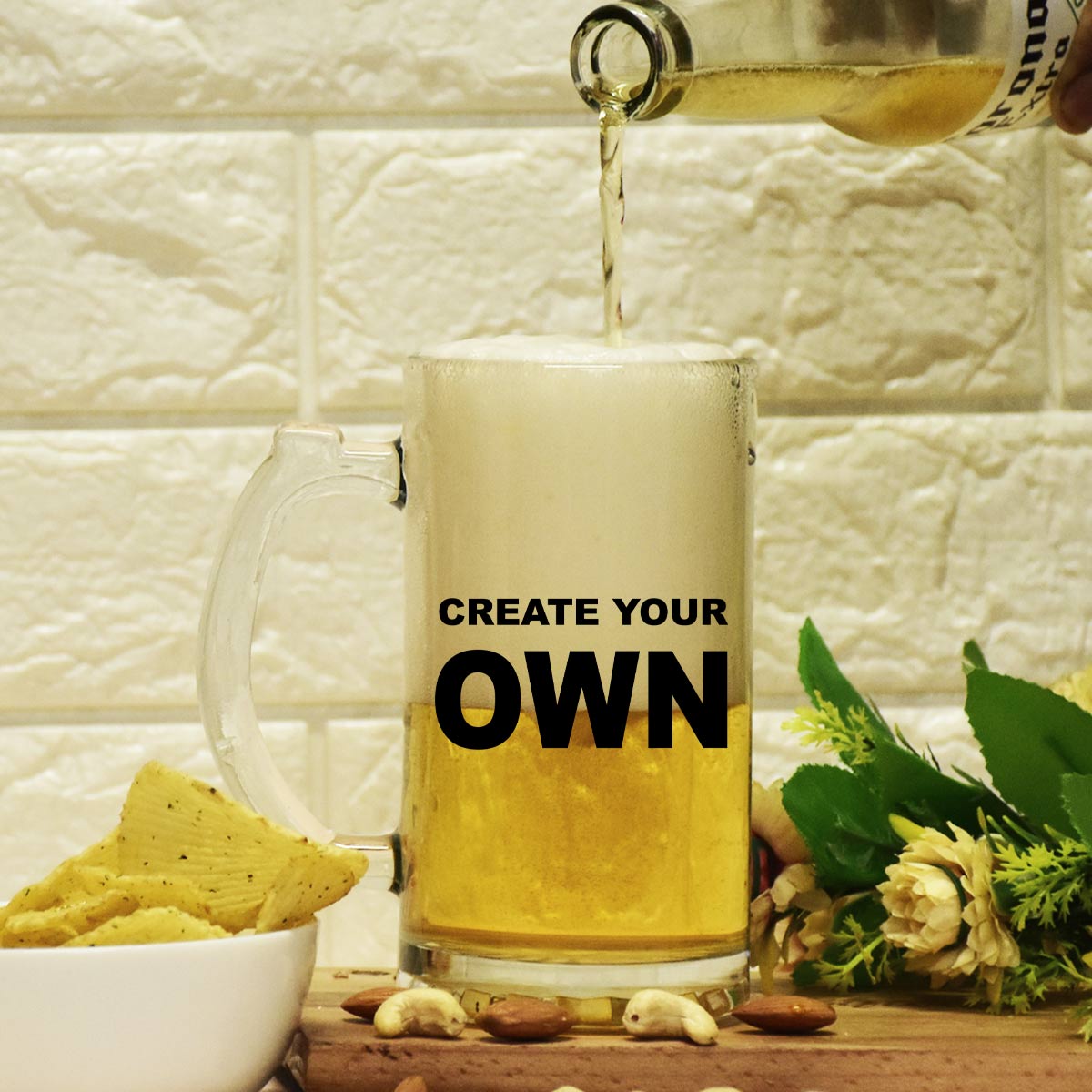 Create Your Own Personalised Transparent Beer Mug 600ml - Beer Lover Gift