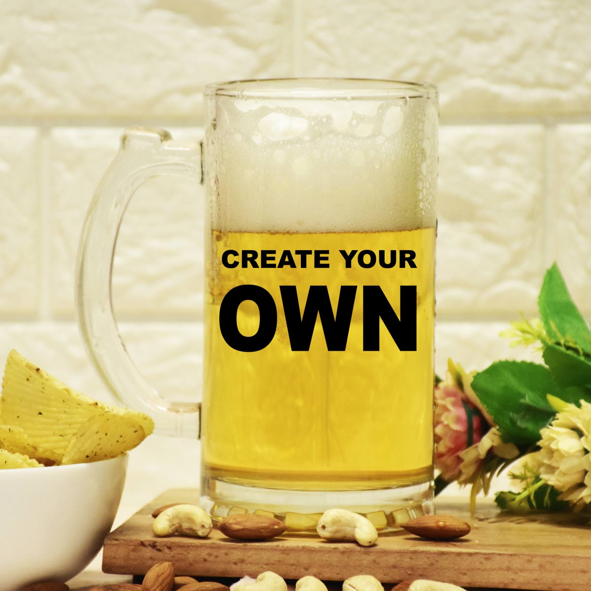 Create Your Own Personalised Transparent Beer Mug 600ml - Beer Lover Gift