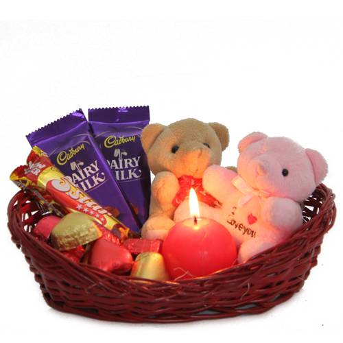 Teddies with Chocolates & Candles