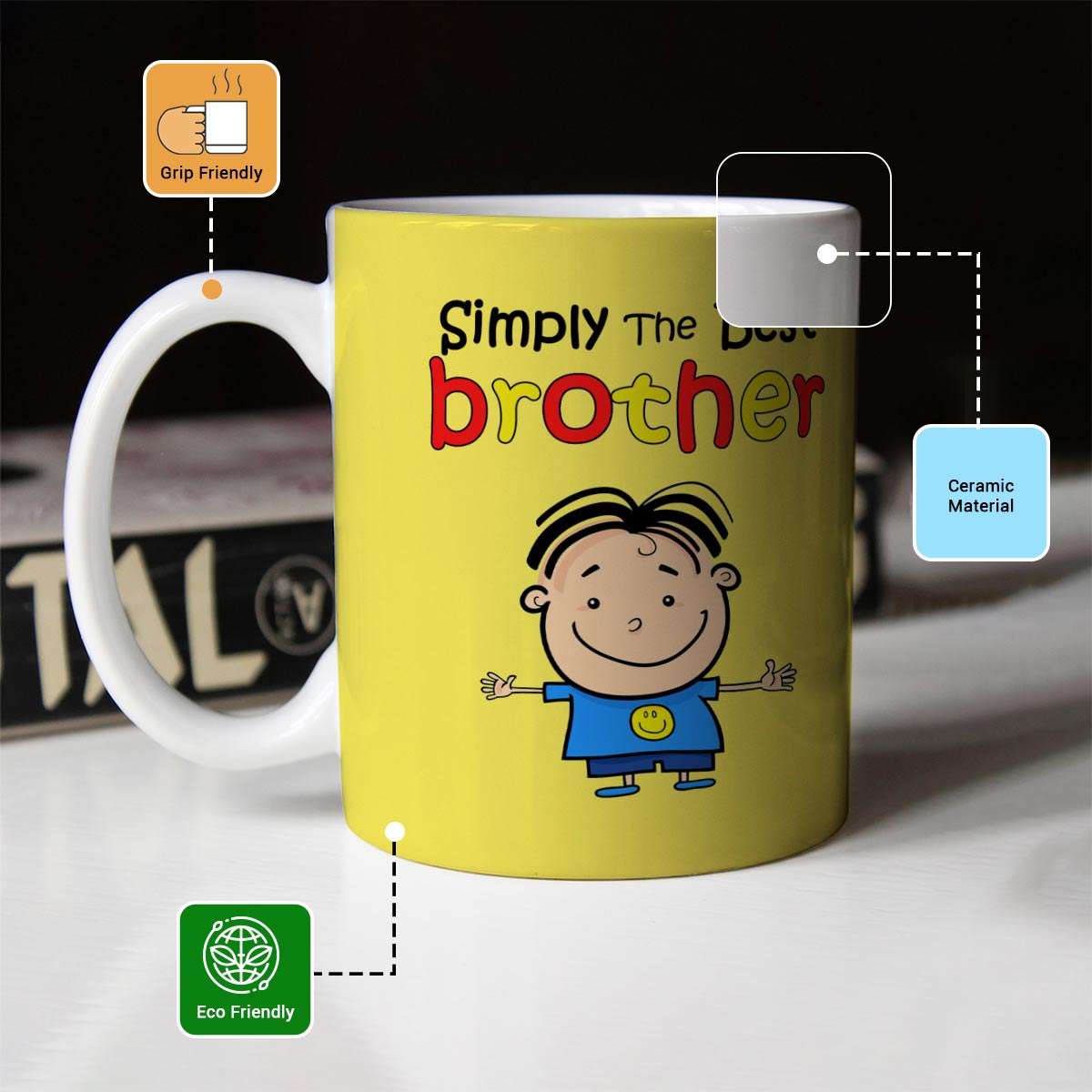 Simply The Best Bro Yellow Mug