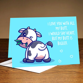 Love You With All My Butt Personalised Greeting Card