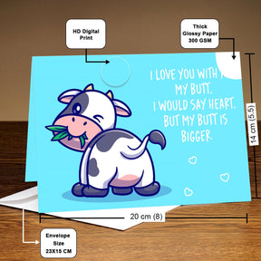 Love You With All My Butt Personalised Greeting Card