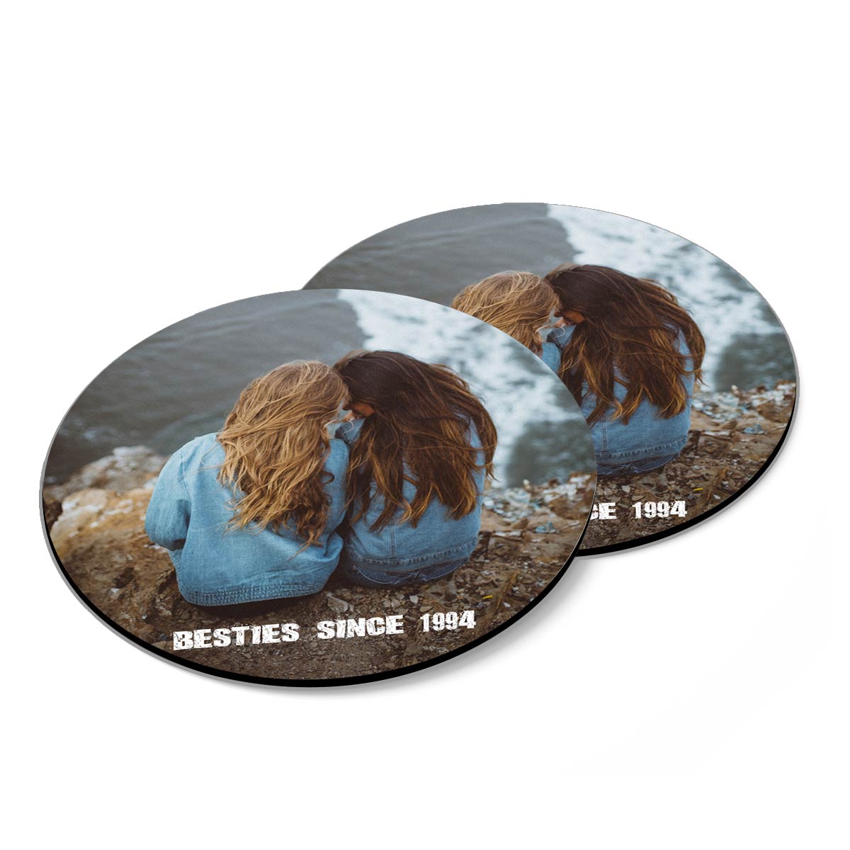 Set Of 4 - Personalised Set Of 4 Besties Since Rubber Coasters