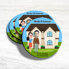 Set Of 4 - Personalised Cartoon Couple Coasters