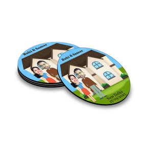 Set Of 4 - Personalised Cartoon Couple Coasters