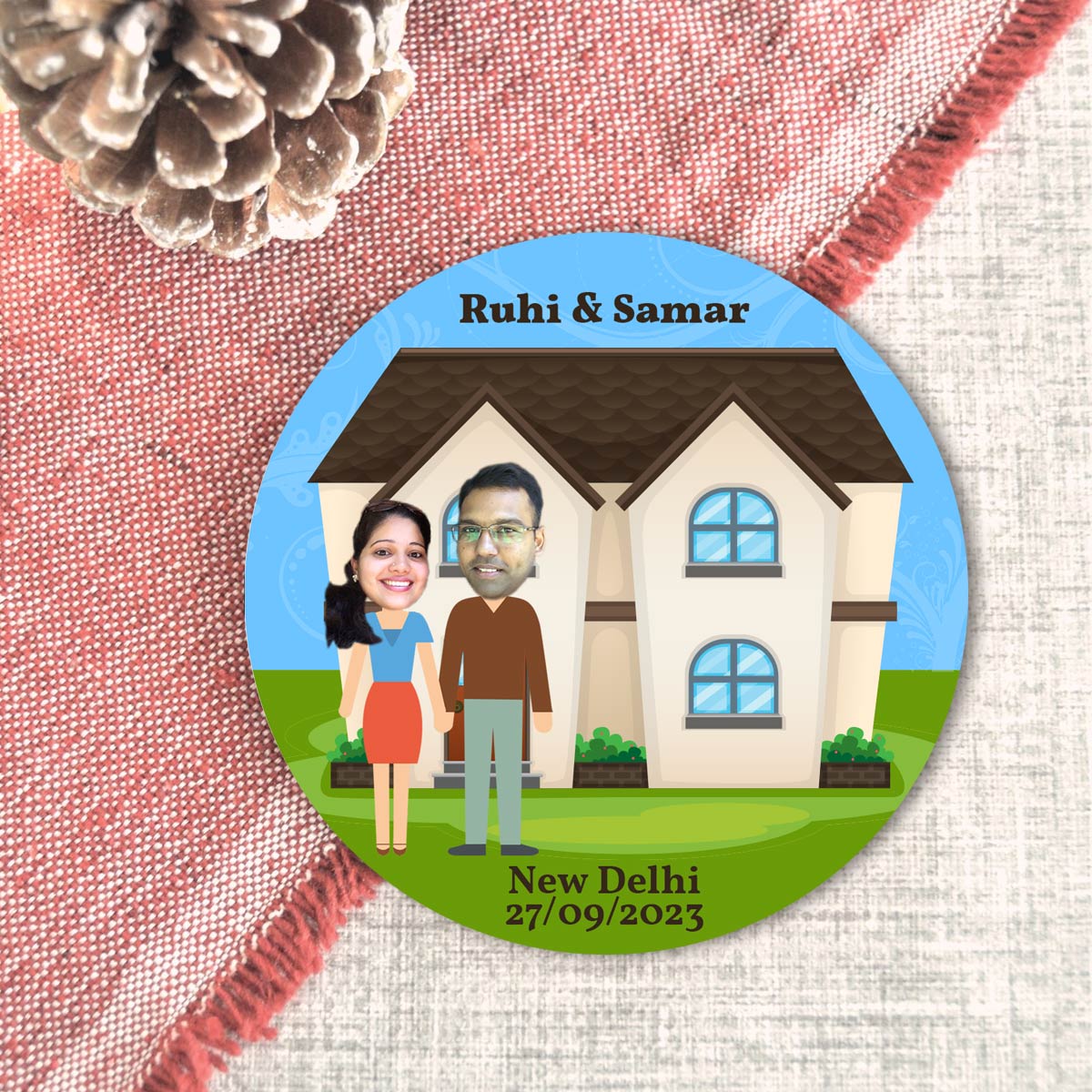 Set Of 4 - Personalised Cartoon Couple Coasters