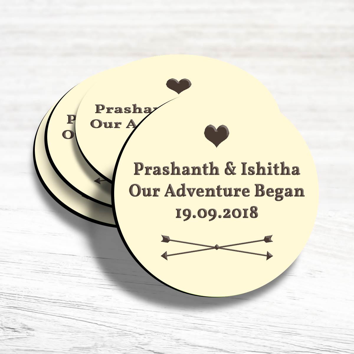 Set Of 4 - Personalised Our adventure Began Coasters