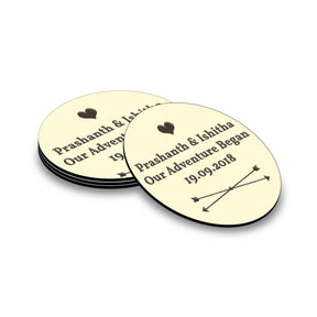 Set Of 4 - Personalised Our adventure Began Coasters