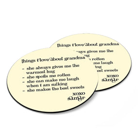 Set Of 4 - Things - Personalised Things I Love About Grandma Coasters