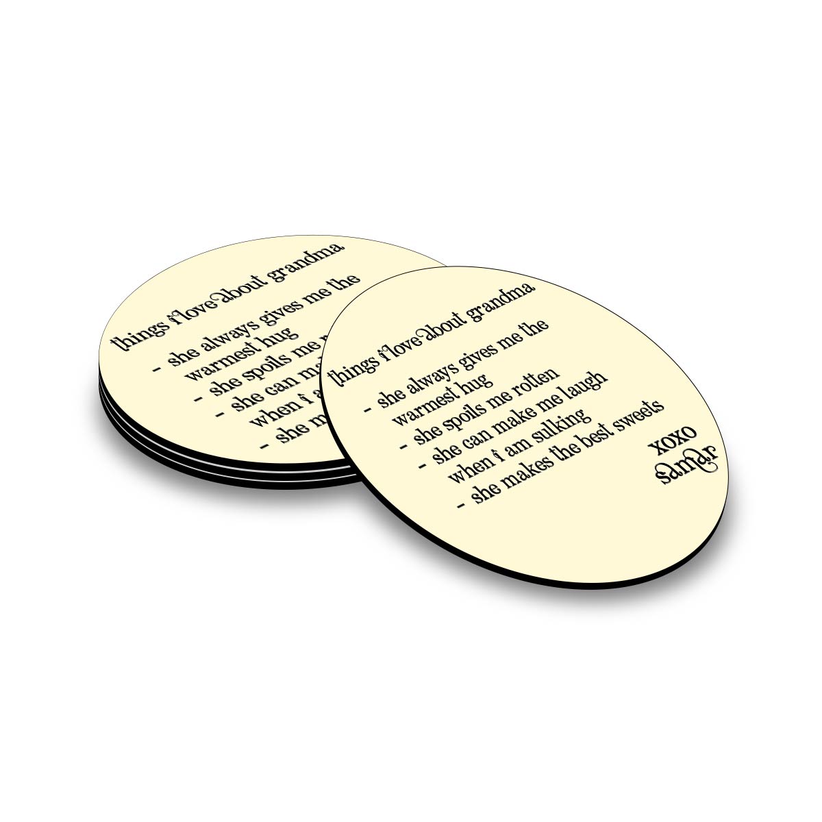 Set Of 4 - Things - Personalised Things I Love About Grandma Coasters