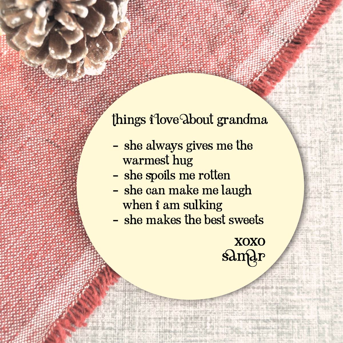 Set Of 4 - Things - Personalised Things I Love About Grandma Coasters