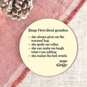 Set Of 4 - Things - Personalised Things I Love About Grandma Coasters