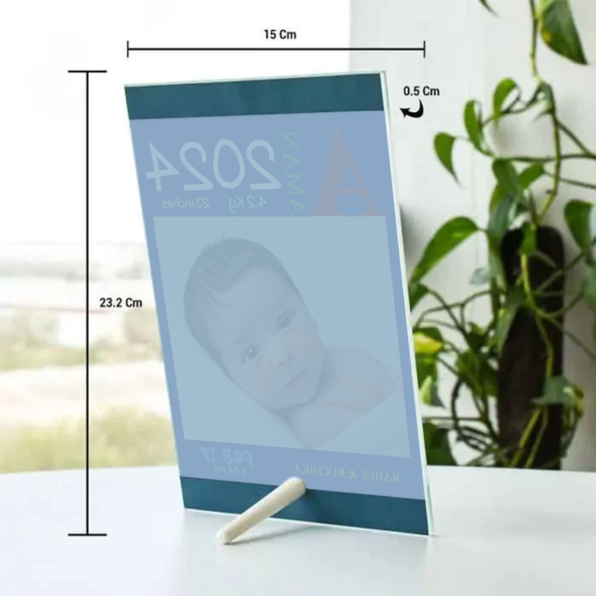 Personalised Baby Boy Birth Details Glass Frame