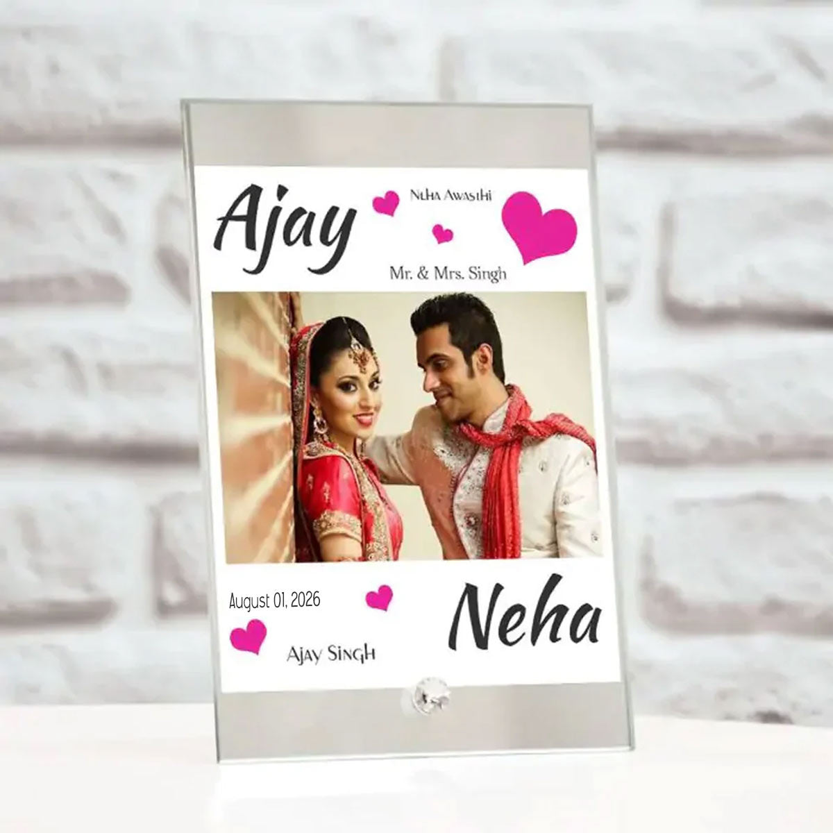 Personalised Love Couple Glass Frame
