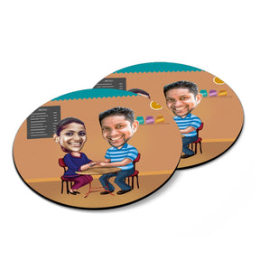 Persoalised Me & You Caricature Coasters - Set of 4