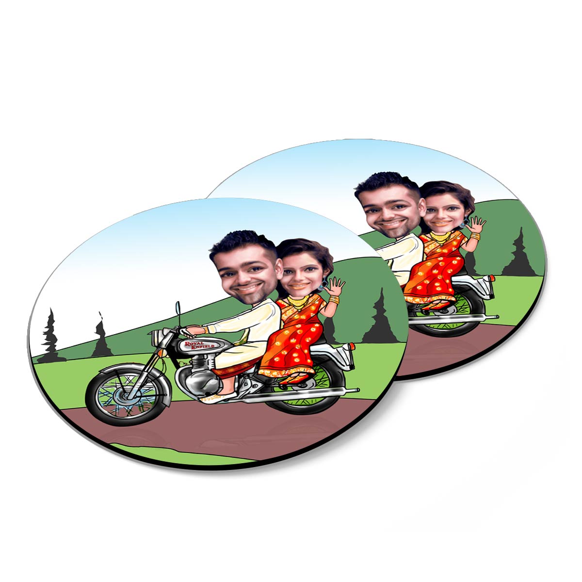 Personalised Lovely Ride Caricature Coasters - Set of 4