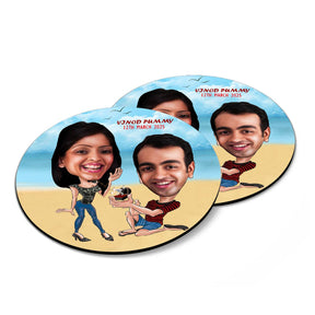 Personalised Proposal Caricature Coasters - Set of 4