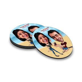 Personalised Proposal Caricature Coasters - Set of 4