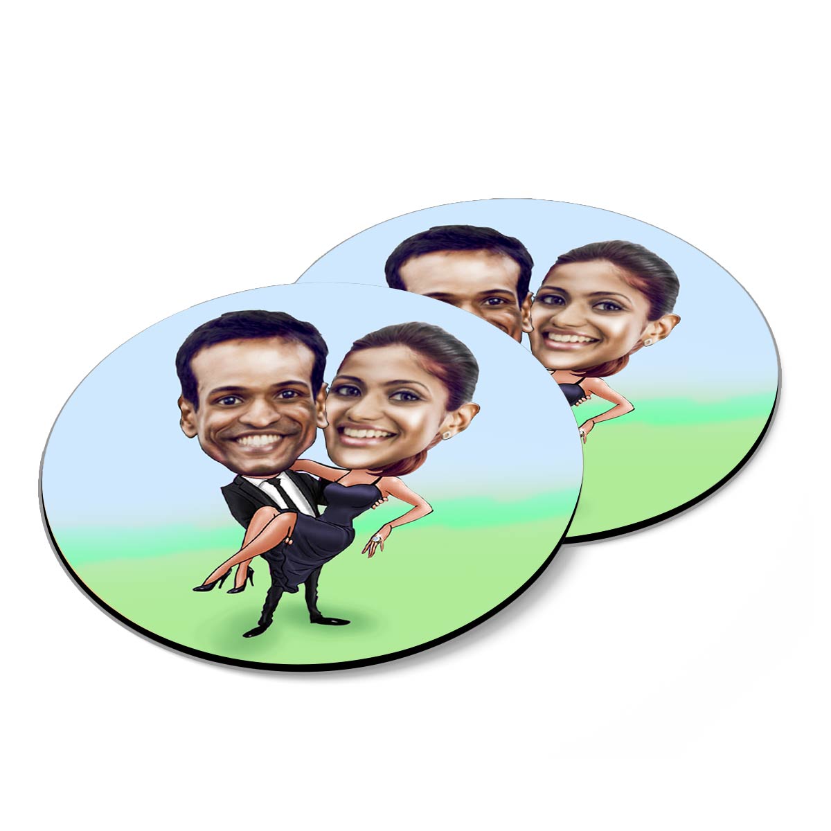 Personalised Wrap Me Up Caricature Coasters - Set of 4