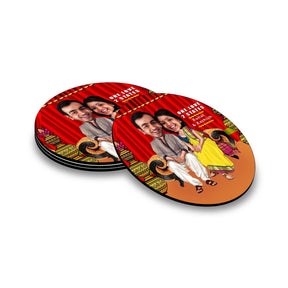 Personalised 2 States Caricature Coasters - Set of 4