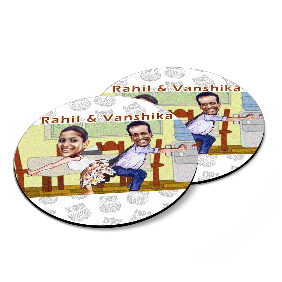 Personalised Dance Along Caricature Coasters - Set of 4