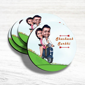 Personalised Beautiful Ride Caricature Coasters - Set of 4