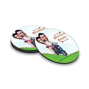 Personalised Beautiful Ride Caricature Coasters - Set of 4