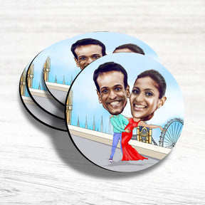 Personalised Together Always Caricature Coasters - Set of 4