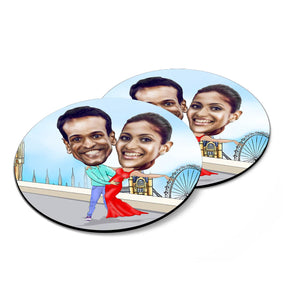 Personalised Together Always Caricature Coasters - Set of 4