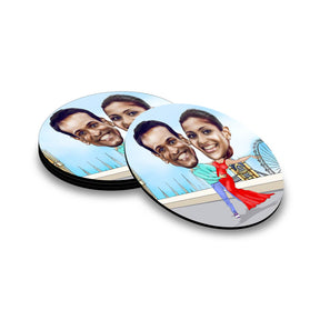 Personalised Together Always Caricature Coasters - Set of 4