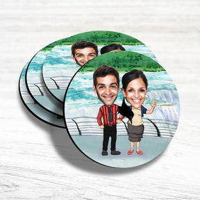 Personalised Smiles Caricature Coasters-Set of 4