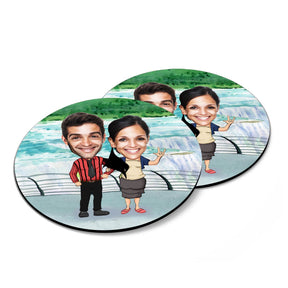 Personalised Smiles Caricature Coasters-Set of 4