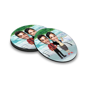 Personalised Smiles Caricature Coasters-Set of 4