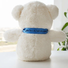 Cute Teddy Bear With Personalized Bow Red for Couple