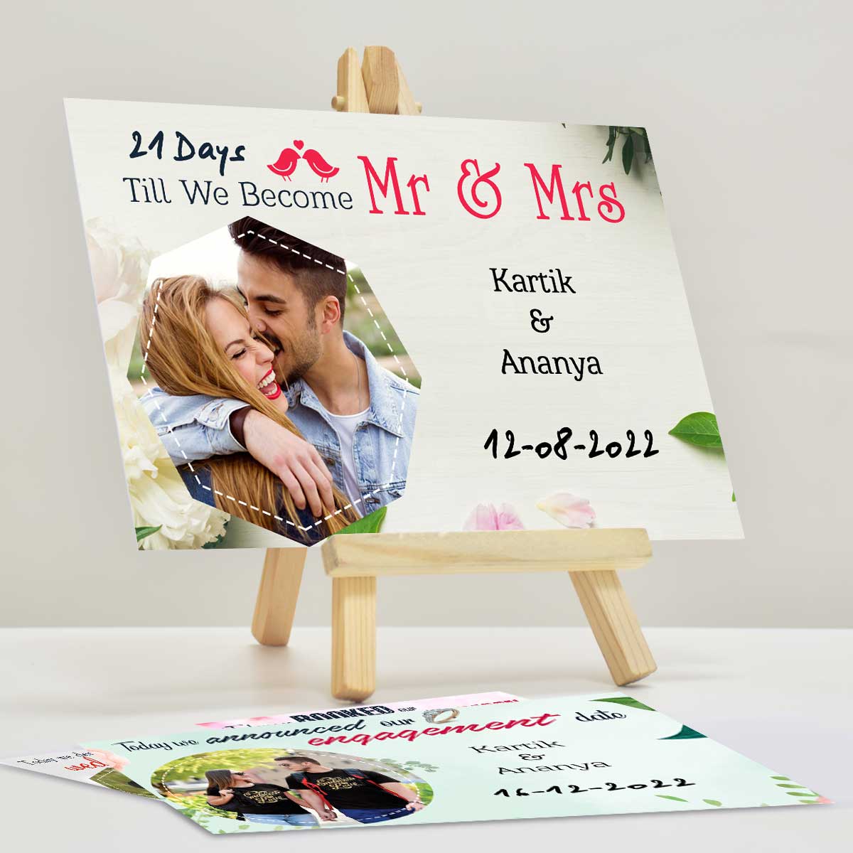 Personalised Wedding Countdown Cards with Easel