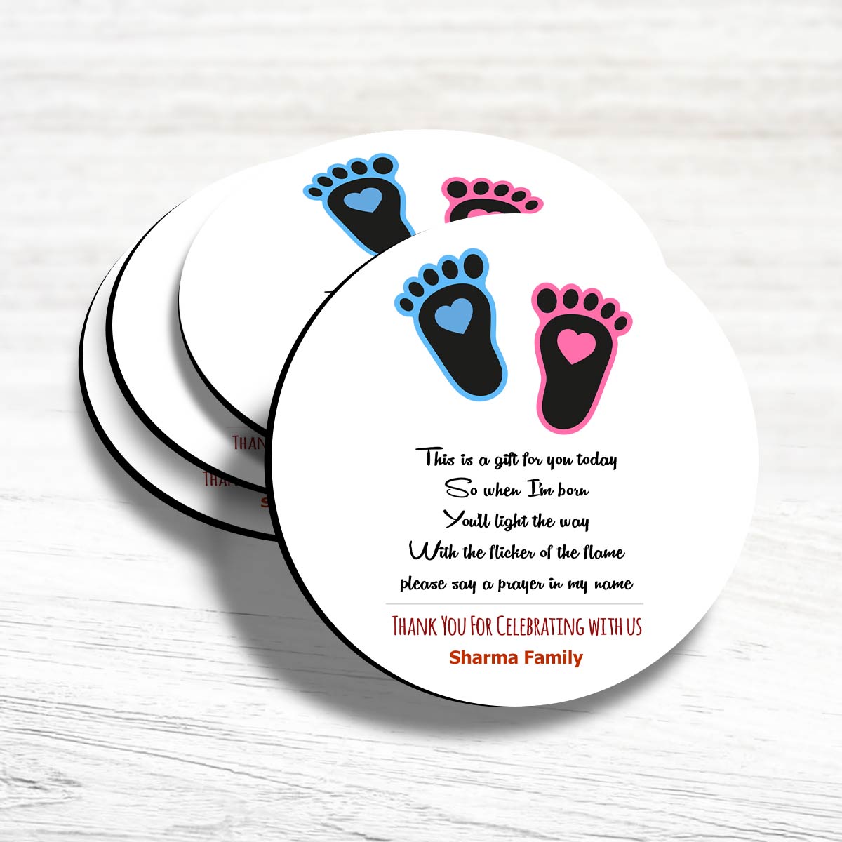 Personalised Coaster Set Of 4 Baby Shower Return Gift