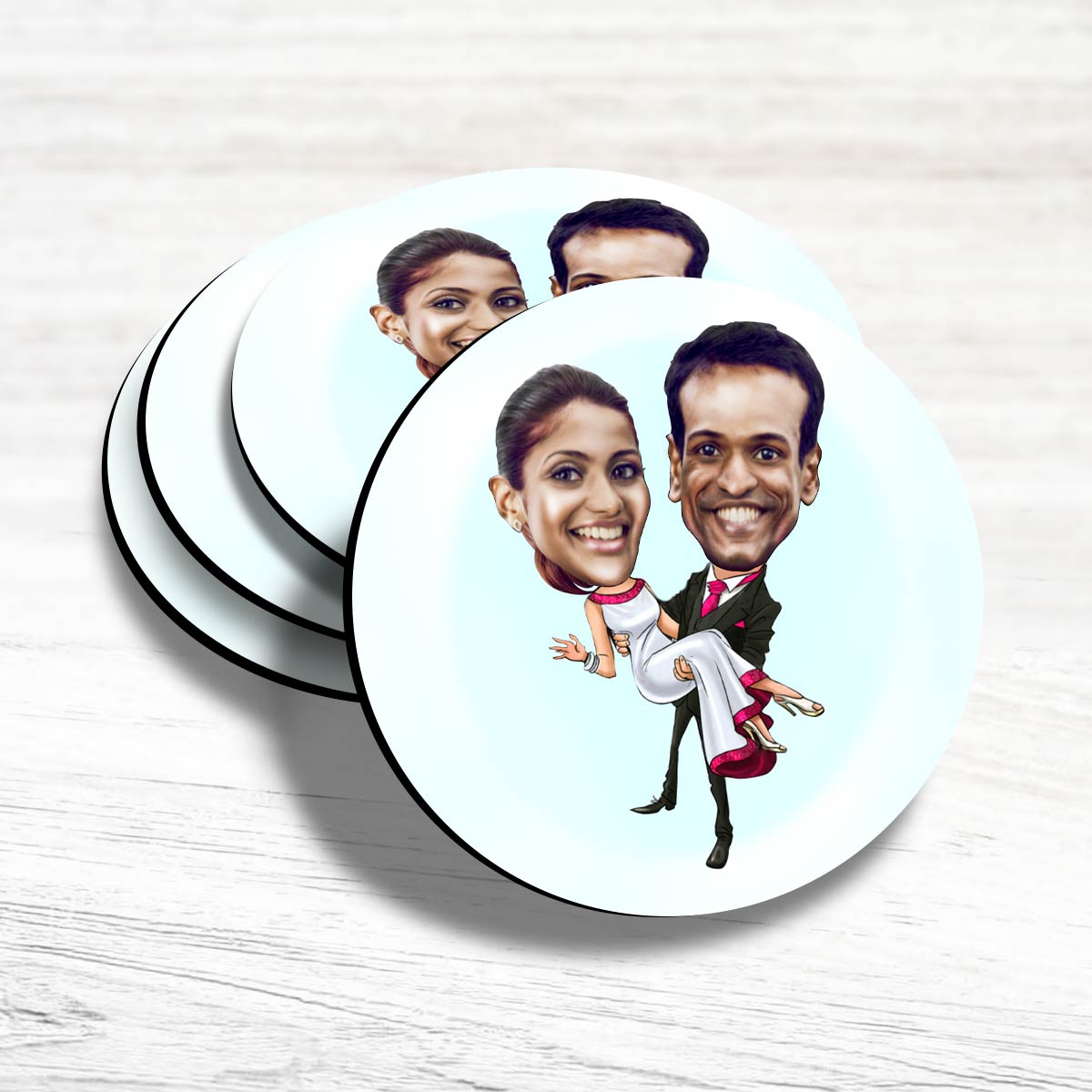 Personalized Round Coaster for Couple