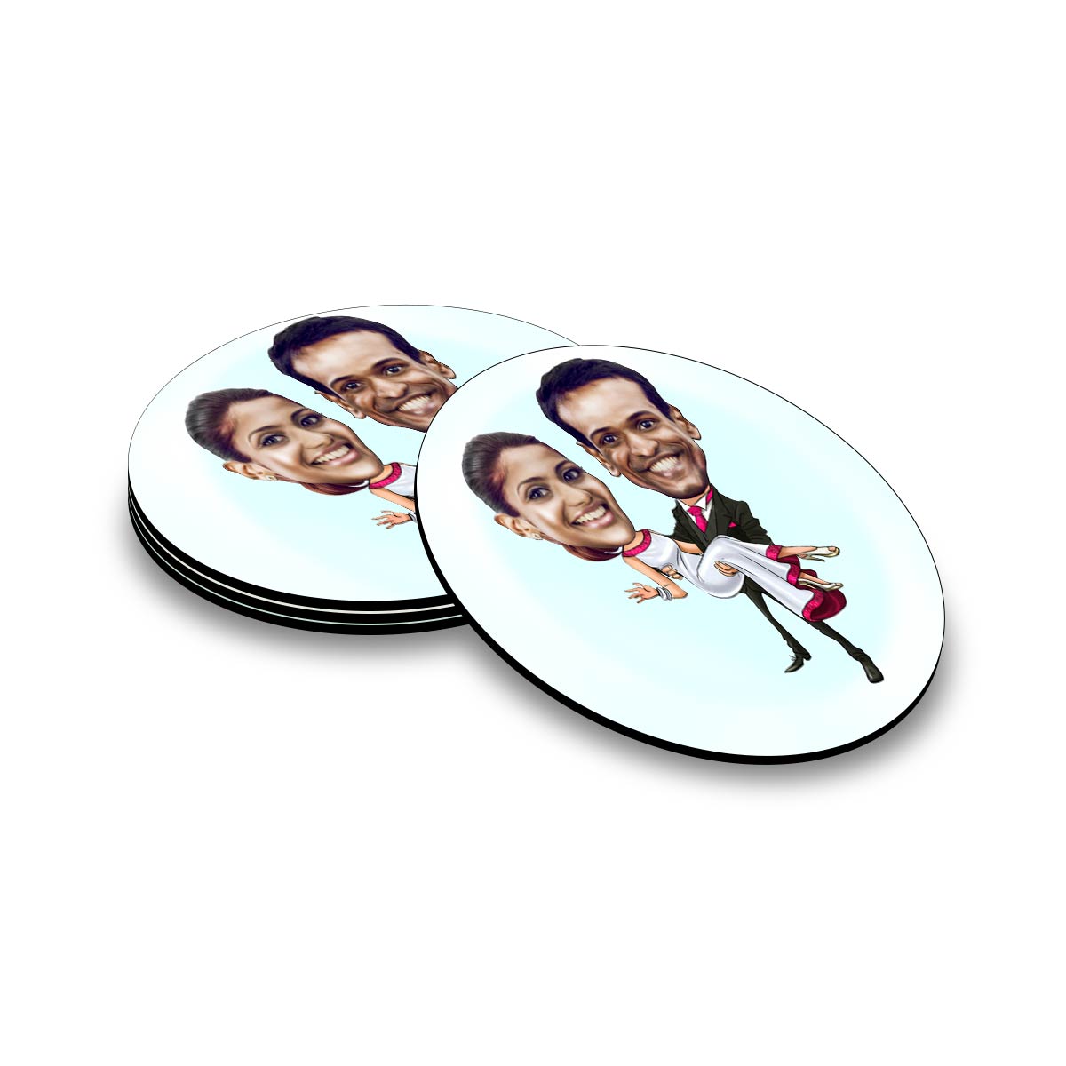 Personalized Round Coaster for Couple