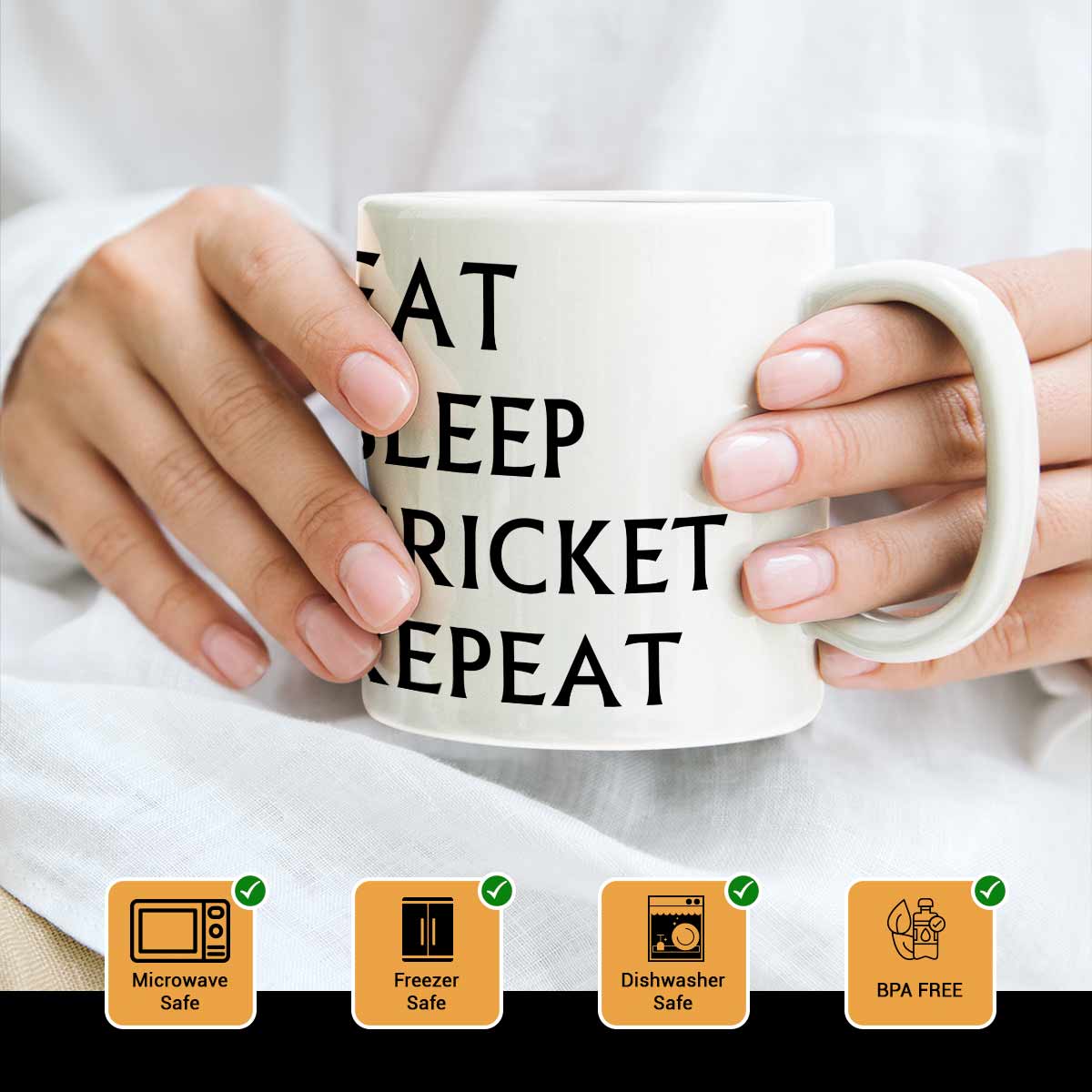 Eat Sleep Cricket Repeat Coffee Mug